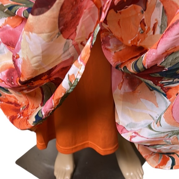 NICOLE MILLER  floral sleeveless halter dress, XL, sheer,chiffon,lined,tiered. - Picture 6 of 15